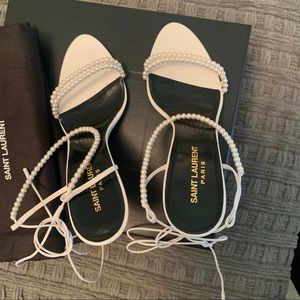 Saint Laurent | Shoes | Saint Laurent Luna Faux Pearl Embellished Heels |  Poshmark